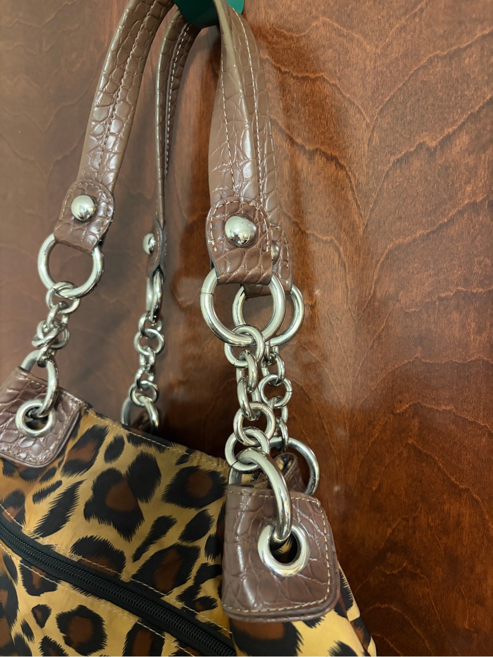 Y2K McBling Kathy Van Zeeland Leopard Print Hobo Shoulder Bag purse EUC - Picture 2 of 9
